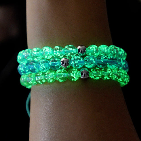 Immergrün | Silber | Glühwürmchen Glas Makramee Armband
